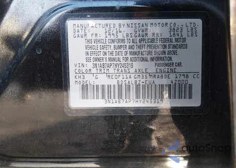 2017 Nissan Sentra S from USA, damaged, VIN 3N1AB7AP7HY245319